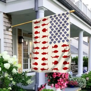 Fish And Shell American Flag