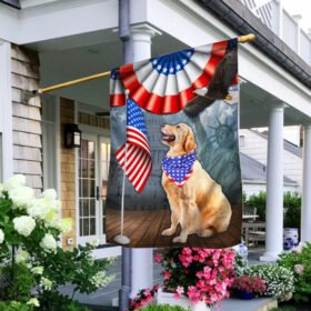 Golden Retriever 4th Of July Independence Day Flag QNN525FV2