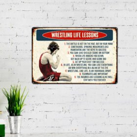 Wrestling Life Lessons Hanging Metal Sign LHA1636MS