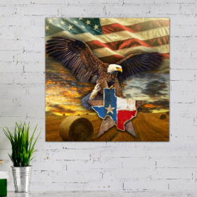 Texas State Patriotic Eagle Hanging Metal Sign QNK20MS