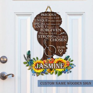 Custom Wooden Sign, Personalized Black Girl Door Sign PN277T3WD
