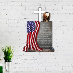 Patriotic Sign Flagwix™ The Heart Never Forgets The Memories Within Patriot Day 9.11 Hanging Metal Sign MBH65F