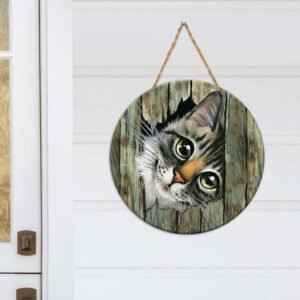 Cat Decor Lovely Round Wooden Sign NTB159WDv2