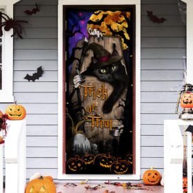 Black Cat. Trick Or Treat Halloween Door Cover THH3261D