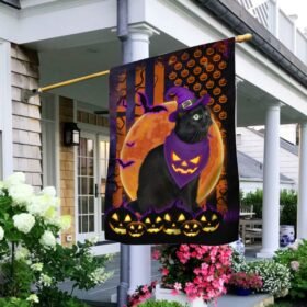 Halloween Flag Beware Of The Black Cat DDH2749Fv1