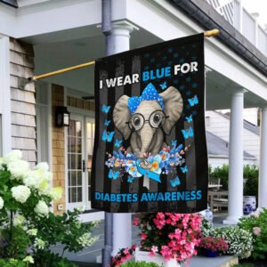 I Wear Blue For Diabetes Awareness Elephant Flag QNN533F