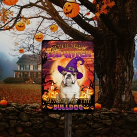 Halloween. Beware Of The Bulldog Hanging Metal Sign THB2504MSv10