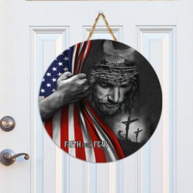 Faith Over Fear Jesus Round Wooden Sign TRL763F