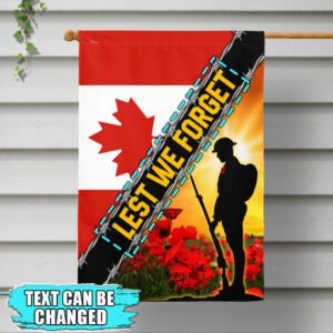 Personalized Remembrance Day Flag Poppy. Lest We Forget. Veteran Canada Flag THB3281Fv3CT