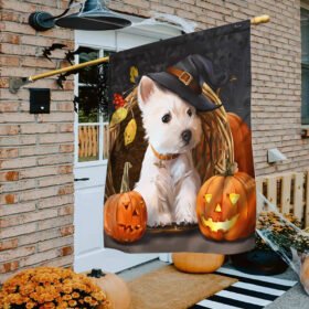 Halloween Flag West Highland White Terrier Pumpkin Flag TRL1291F