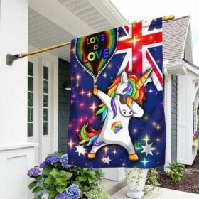 LGBT Australian Flag Unicorn Love Is Love QTR150Fv1
