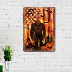 Halloween Hanging Metal Sign Bigfoot Into The Forest DDH2787MS