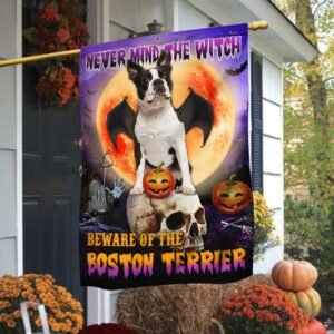 Halloween Flag Beware Of The Boston Terrier DBD2796Fv7