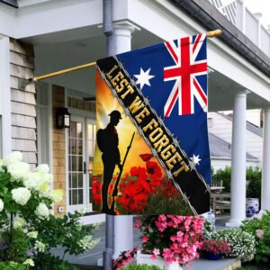 Remembrance Day Flag Poppy. Lest We Forget. Australia Veteran Flag THB3281Fv2