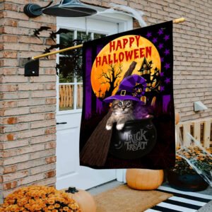 Happy Halloween Trick Or Treat Kitten Flag TRN1228F