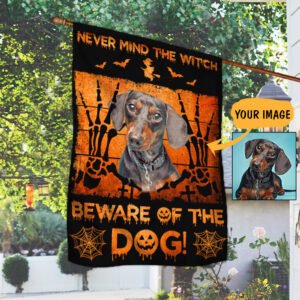 Personalized Halloween Dog Flagwix™ Halloween Flag Never Mind The Witch Beware Of The Dog TRV1326FCT