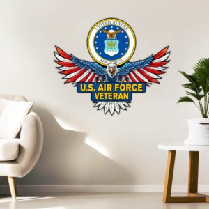 Proud Air Force Veteran Flagwix™ Patriotic U.S. Eagle Hanging Metal Sign QNN11MS