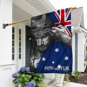 Jesus Flag Jesus Faith Over Fear Australian Flag TRL1254Fv2