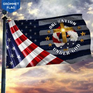 Jesus Cross Grommet Flag One Nation Under God  LHA1728GF