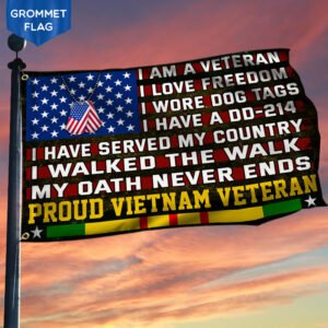 Vietnam Veteran Grommet Flag I Walked The Walk Flag QNN532GF