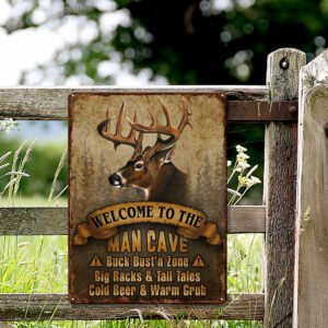 Deer. Welcome To The Man Cave Hanging Metal Sign THN2208MS