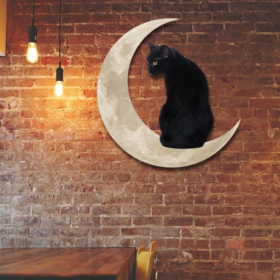 Black Cat Moon Hanging Metal Sign QNK879MS