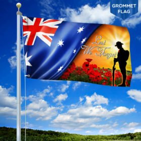 Veteran Poppy Remembrance Day Lest We Forget. Australian Red Southern Cross Flag THB3304Fv1