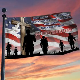 U.S. Veteran Grommet Flag God Bless The Defenders TTY317GF