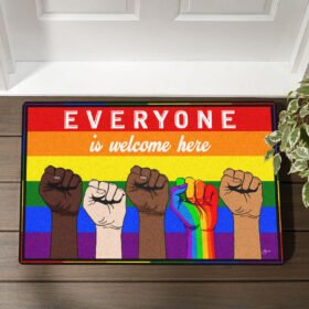LGBT Doormat Rainbow Everyone Is Welcome Here Doormat TRN1394DM