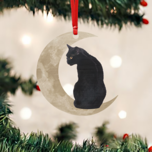 Black Cat Christmas Ornament Black Cat Moon Custom-Shaped Ornament QNK879O