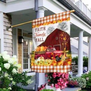 Faith Family Fall Thanksgiving Truck Cross Flag MBH154F