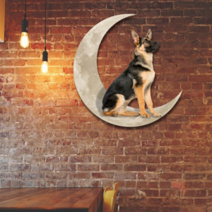 German Shepherd Dog And Moon Hanging Metal Sign QNK879MSv7