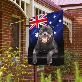 Staffordshire Bull Terrier Dog On Australian Flag QNN576Fv1