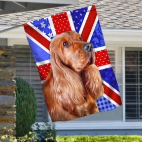 English Cocker Spaniel Dog Flag UK Flower Pattern NTB237Fv2