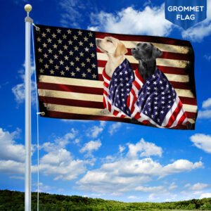 Black And Yellow Labrador Retriever American Patriot Grommet Flag ANL40GFv34