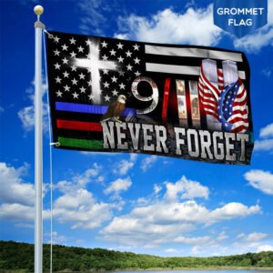 9/11 Flag Police Military and Fire Thin Line Grommet Flag QNN544GF