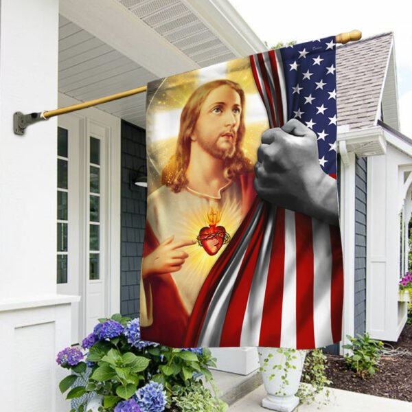 Jesus Flag The Sacred Heart Of Jesus American Flag QNN581F