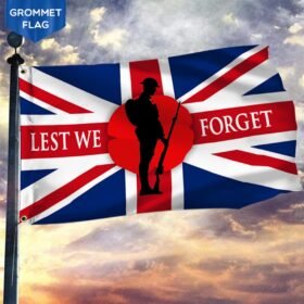 Remembrance Day Grommet Flag Poppy. Lest We Forget THH3356GF