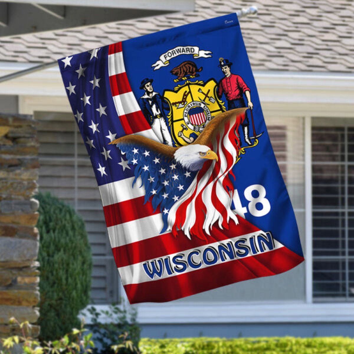 Wisconsin Eagle Flag MLH1774Fv23