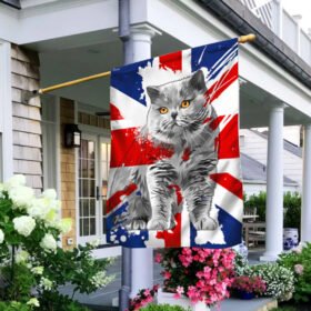 British Shorthair Blue Cat Flag UK Proud NTB243Fv4