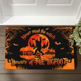 Bigfoot Doormat Flag Never Mind The Witch Beware Of The Bigfoot DBD2785DM