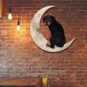 Rottweiler Dog And Moon Hanging Metal Sign QNK879MSv5