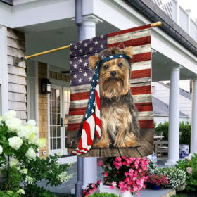 Yorkshire Terrier Dog Flag Charming Dog Wrapped in Glory