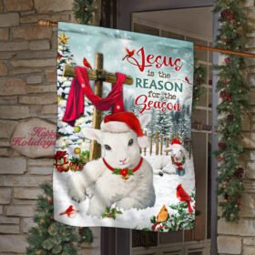 Baby Lamb And Jesus Cross Flag Jesus Is The Reason For The Season MLH1979F