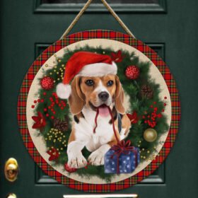 Merry Christmas Beagle Wooden Sign TRL1456WDv5