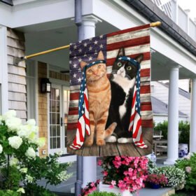 Tuxedo and Orange Tabby Cat Flag Charming Dog NTB216Fv28