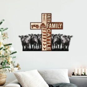 Faith Family Cattle American Hanging Metal Sign DDH2956MS