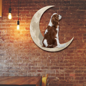 Cavalier King Charles Spaniel And Moon Hanging Metal Sign QNK879MSv13