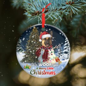 German Shepherd Circle Ceramic Ornament We Woof You A Merry Little Christmas DBD2924Ov3