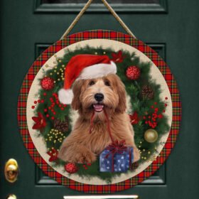 Merry Christmas Labradoodle Wooden Sign TRL1456WDv4